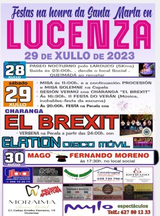 Festas Santa MArta, Lucenza 2023