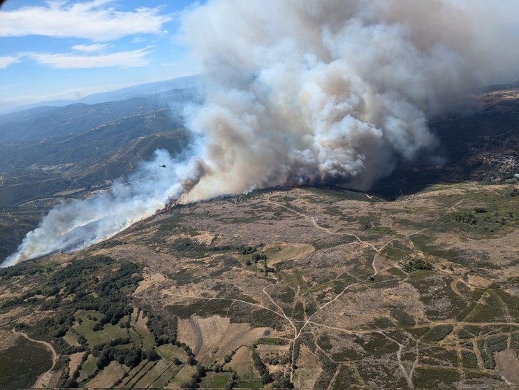 El incendio de A Gudiña se declaró pasadas las 13:00 horas. | FOTO: BRIFTABUYO.