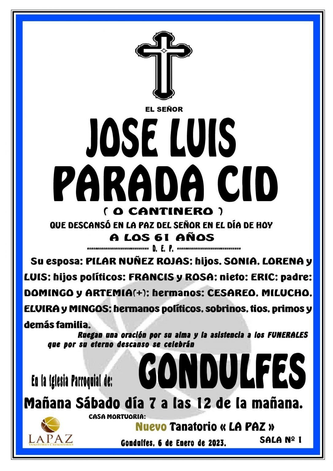 ESQUELAS VERÍN | José Luis Parada Cid 